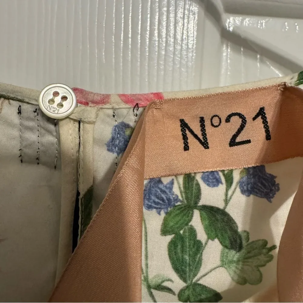 N°21 Numero Ventuno Womens Floral Print Blouse Sz 8-10 M Alessandro Dell’Acqua - Picture 6 of 10